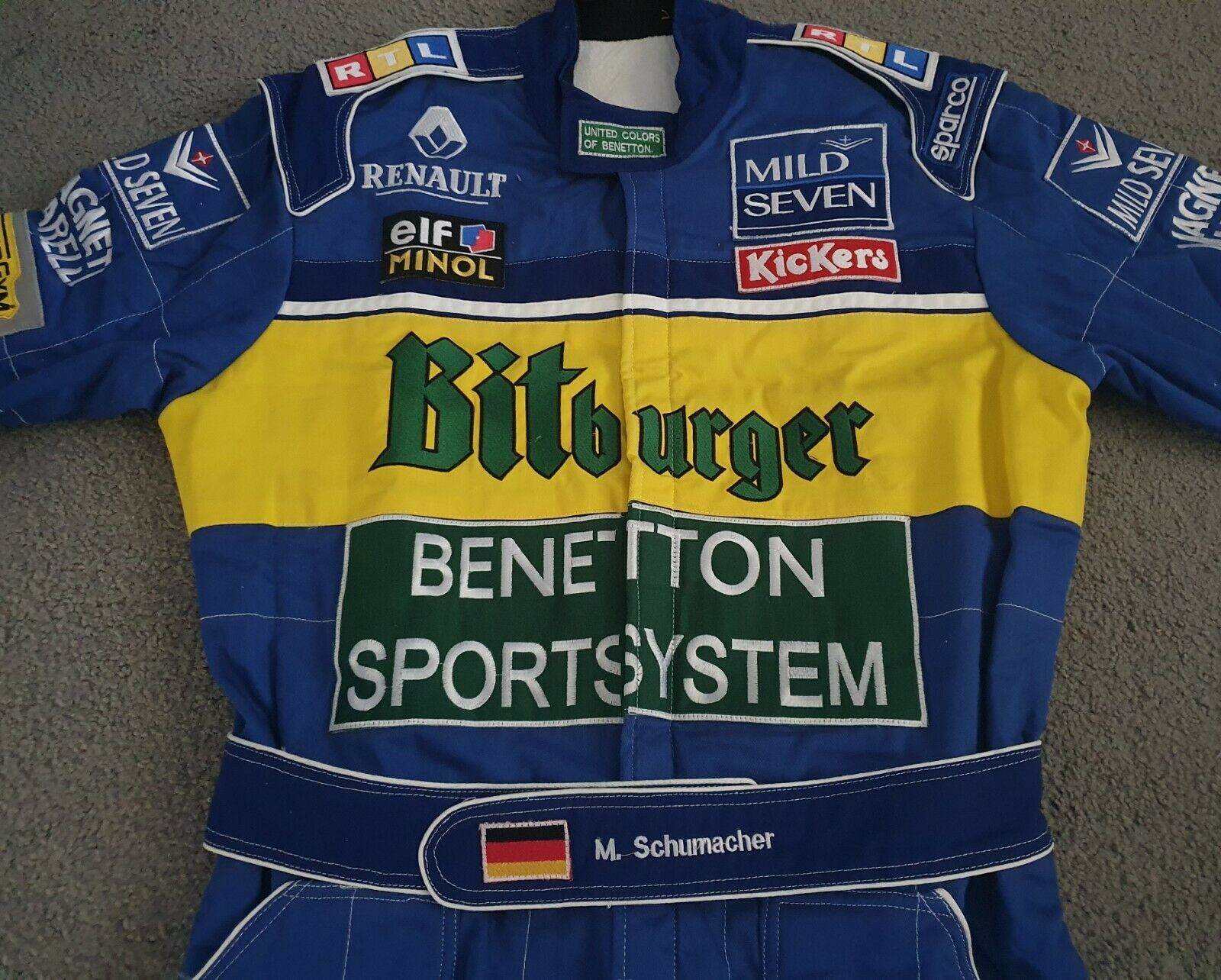 F1 MICHAEL SCHUMACHER BENETTON Embroidered go kart race suit 1