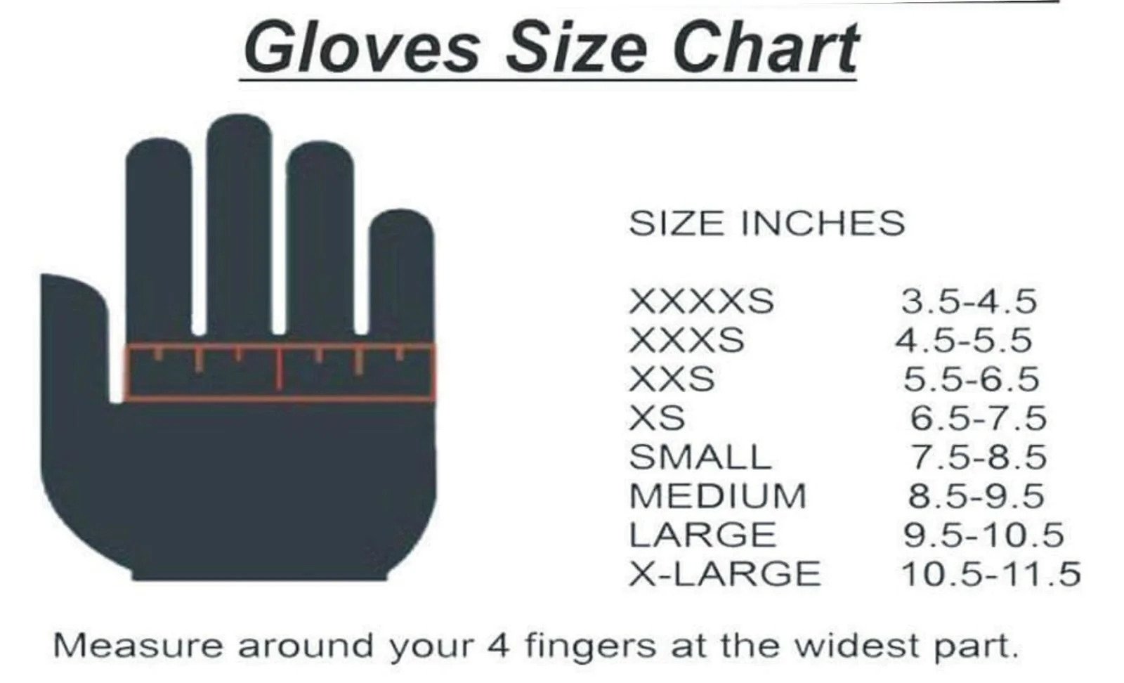 Karting Gloves sizes