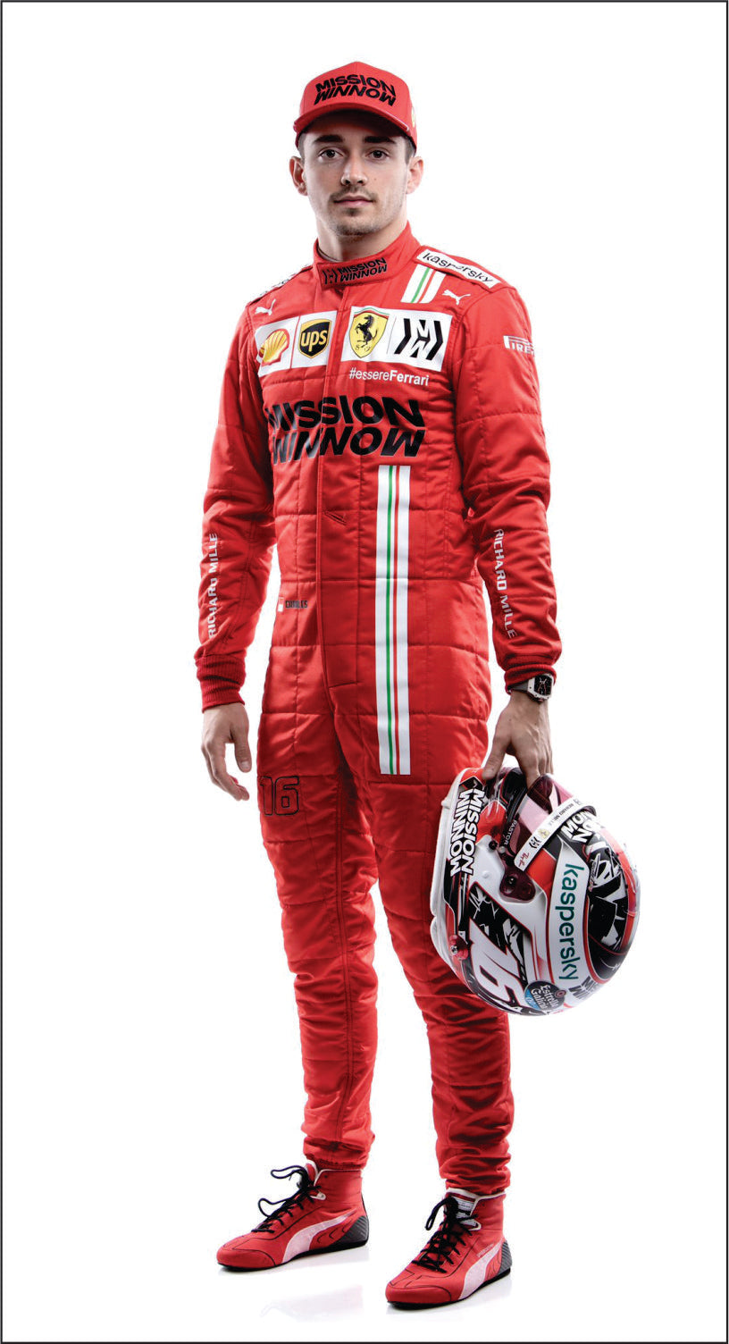 charles leclerc in new Ferrari race suit